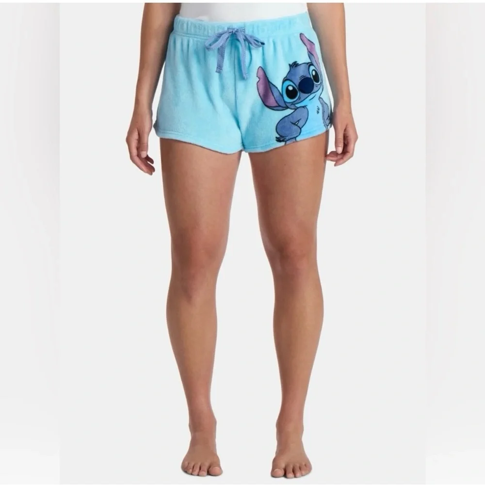 Disney Women’s Stitch Blue And Light Blue Shorts Pajama 2 Piece Set - Picture 3 of 7